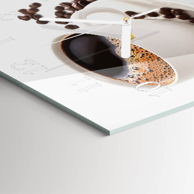 Reloj de vidrio cuadrado Una taza de café