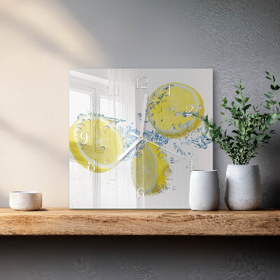 Cuadrado reloj de pared Limones