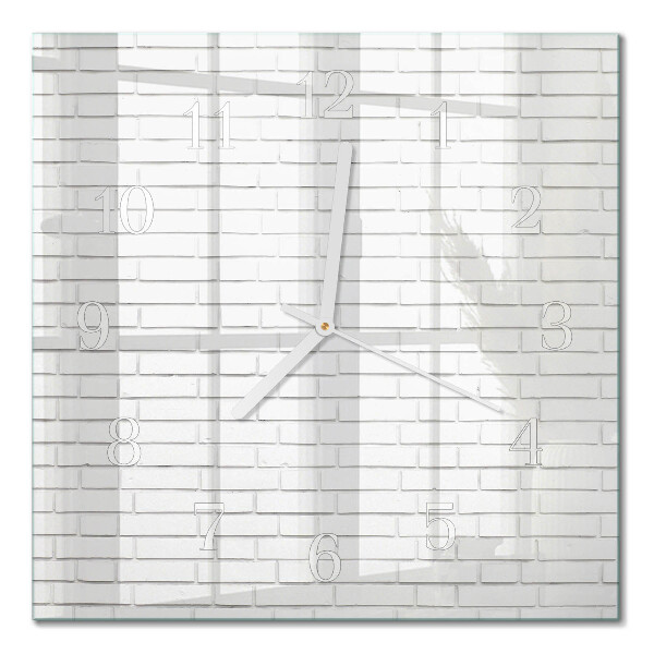 Cuadrado reloj de pared de cristal Muro de ladrillo