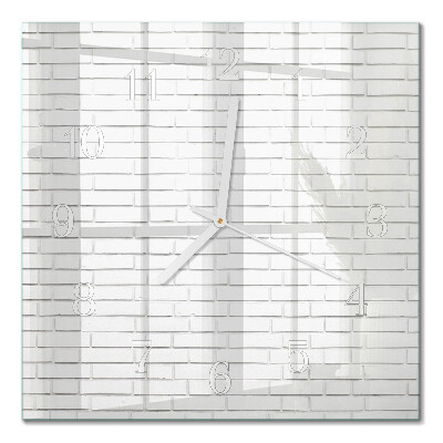 Cuadrado reloj de pared de cristal Muro de ladrillo