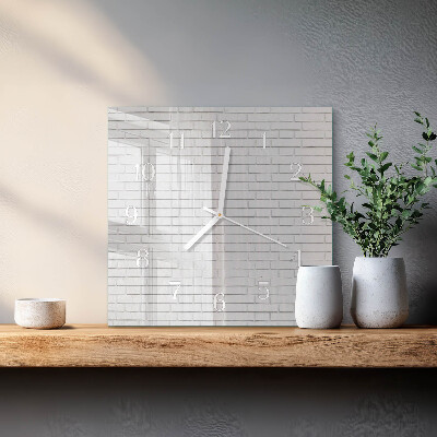 Cuadrado reloj de pared de cristal Muro de ladrillo