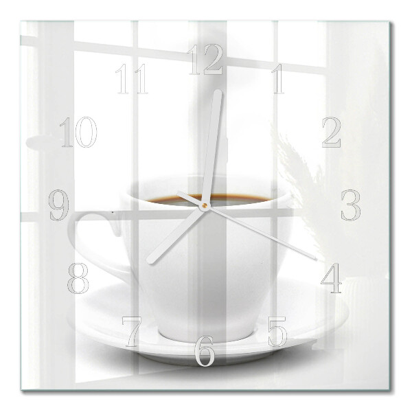 Reloj de vidrio cuadrado Una taza de café