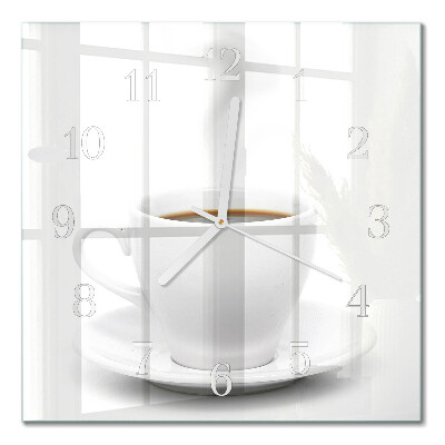 Reloj de vidrio cuadrado Una taza de café