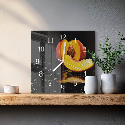 Cuadrado reloj de pared Durazno