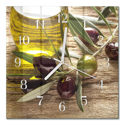 Cuadrado reloj de pared de cristal Aceite de oliva