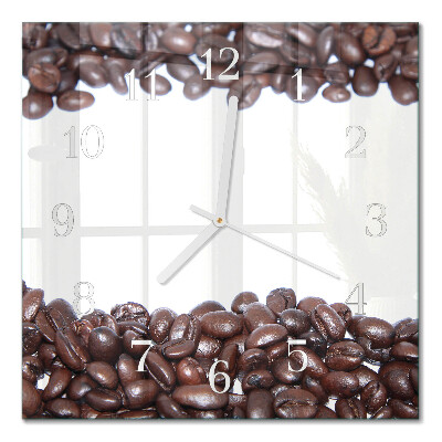 Cuadrado reloj de pared de cristal Granos de café