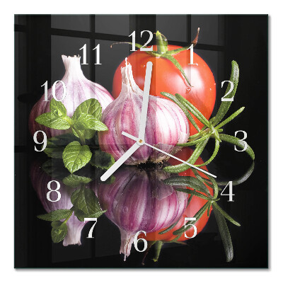 Reloj de vidrio cuadrado Tomate y ajo