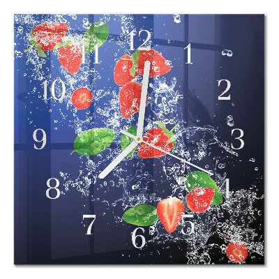 Cuadrado reloj de pared de cristal Fresas