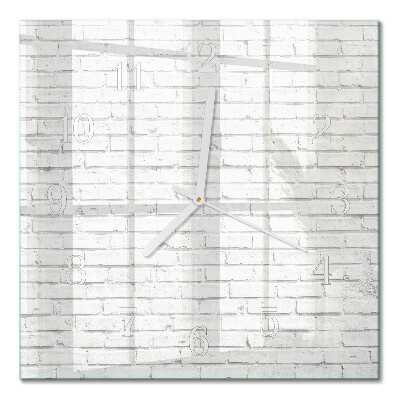 Cuadrado reloj de pared de cristal Muro de ladrillo
