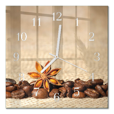 Reloj de vidrio cuadrado Granos de café