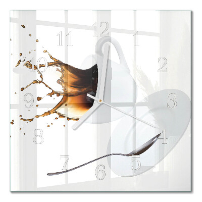Reloj de cristal cuadrado Una taza de café