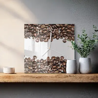 Reloj de cristal cuadrado Granos de café