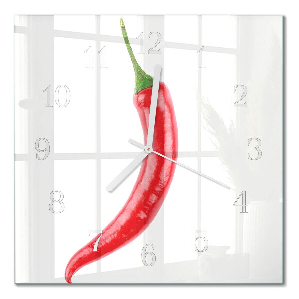 Cuadrado reloj de pared de cristal Ají picante