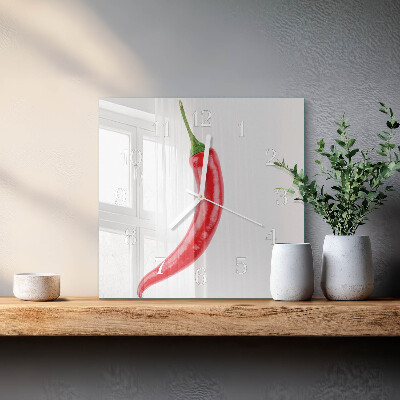 Cuadrado reloj de pared de cristal Ají picante