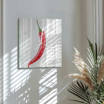 Cuadrado reloj de pared de cristal Ají picante