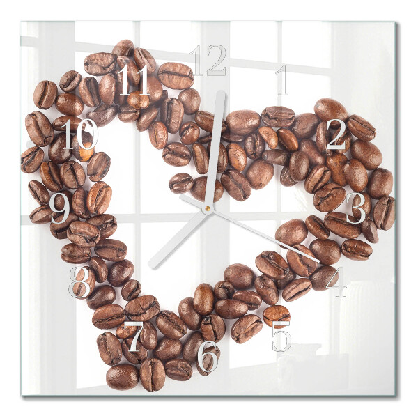 Cuadrado reloj de pared Granos de café