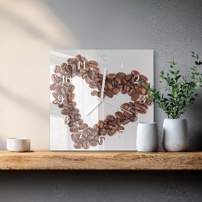Cuadrado reloj de pared Granos de café