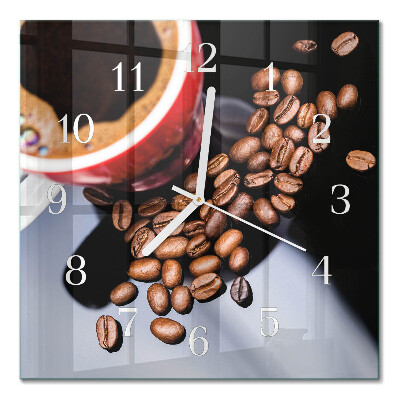 Cuadrado reloj cuadrado Una taza de café