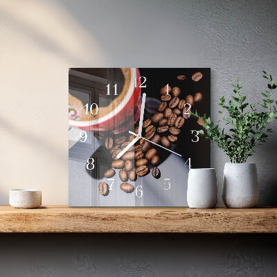 Cuadrado reloj cuadrado Una taza de café