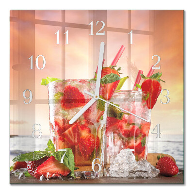 Reloj de vidrio cuadrado Fresas