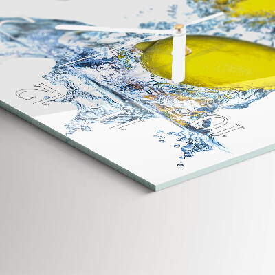 Reloj de vidrio cuadrado Limones en agua