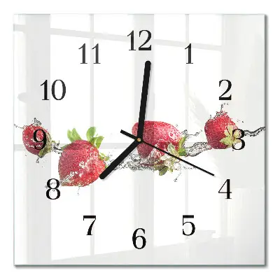 Reloj de pared cuadrado Fresas en agua