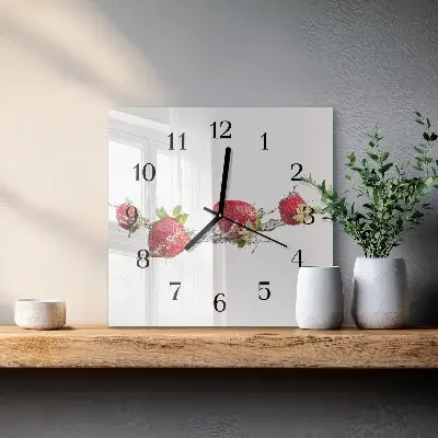 Reloj de pared cuadrado Fresas en agua