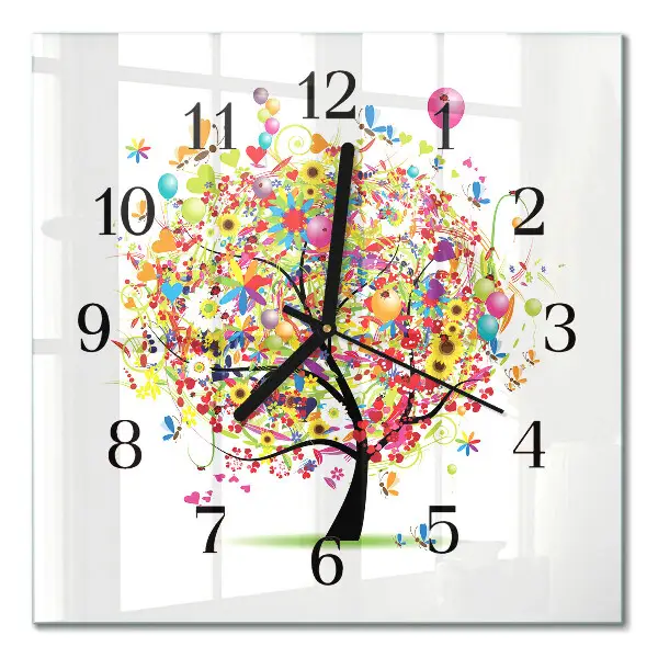 Reloj cuadrado Árbol colorido