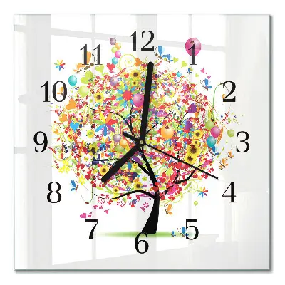 Reloj cuadrado Árbol colorido