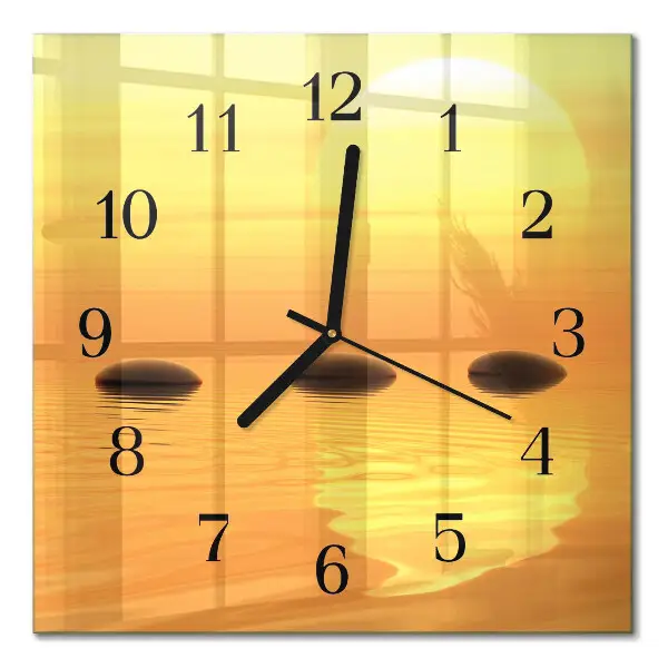Reloj de pared de cristal cuadrado Agua sol