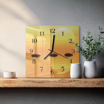 Reloj de pared de cristal cuadrado Agua sol
