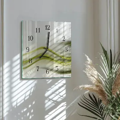 Reloj de pared de cristal cuadrado Líneas abstractas