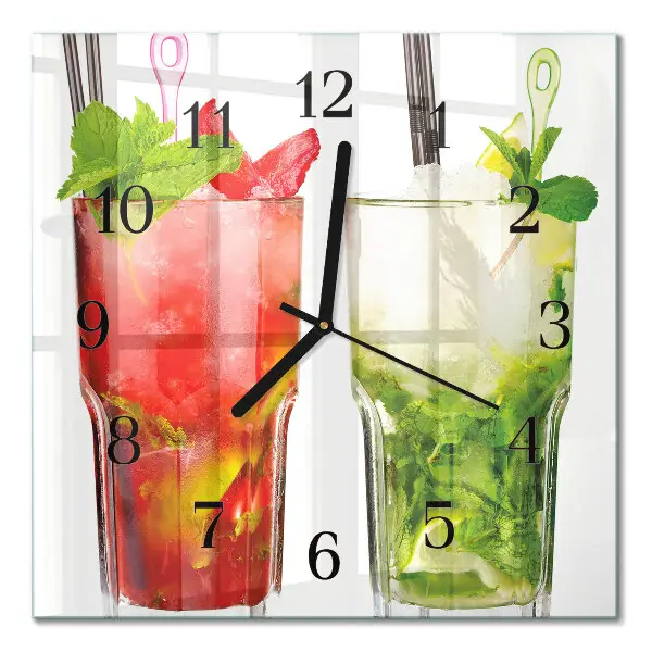 Reloj de pared de cristal cuadrado Cócteles