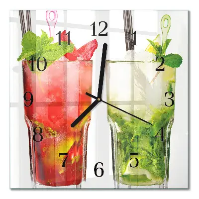 Reloj de pared de cristal cuadrado Cócteles