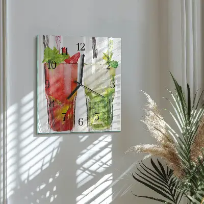 Reloj de pared de cristal cuadrado Cócteles