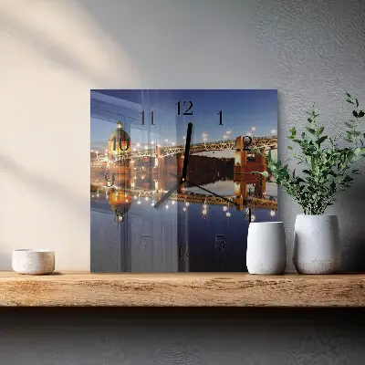 Reloj de pared cuadrado Puente sobre el río
