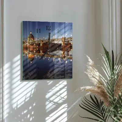 Reloj de pared cuadrado Puente sobre el río