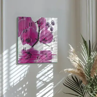Cuadrado reloj de vidrio Orquídea