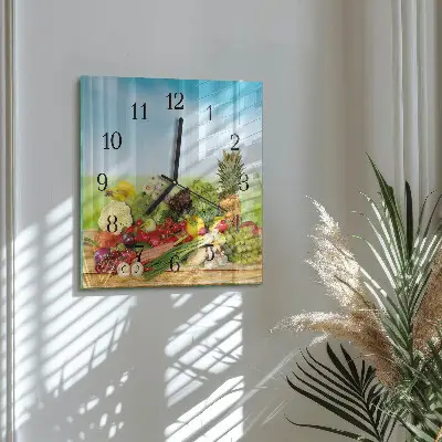 Cuadrado reloj de vidrio Verduras Frutas