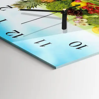 Cuadrado reloj de vidrio Verduras Frutas