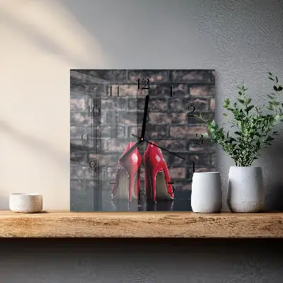 Cuadrado reloj de cristal Tacones altos rojos