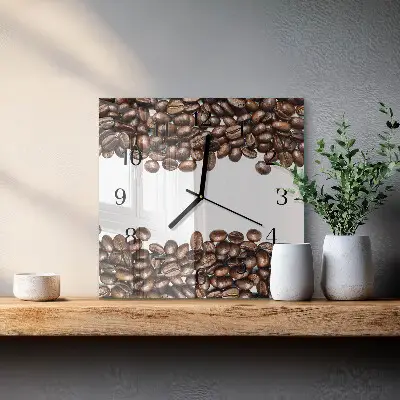 Cuadrado reloj de cristal Granos de café