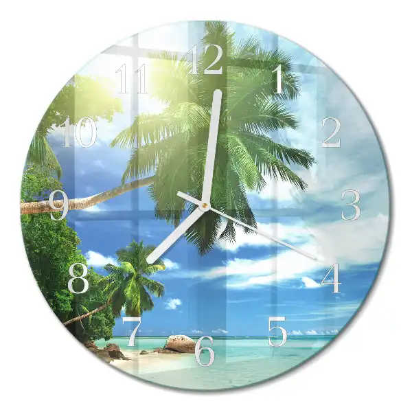 Redondo reloj de pared Isla de las palmeras