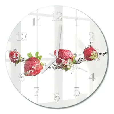 Redondo reloj de pared Fresas en agua