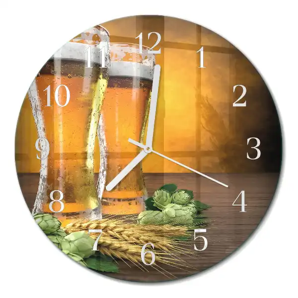 Reloj de pared de vidrio redondo Vasos de cerveza