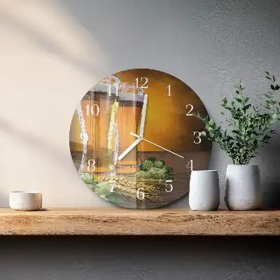 Reloj de pared de vidrio redondo Vasos de cerveza