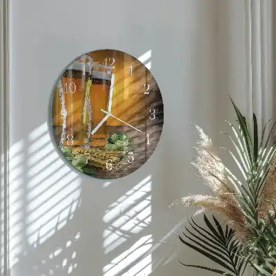 Reloj de pared de vidrio redondo Vasos de cerveza