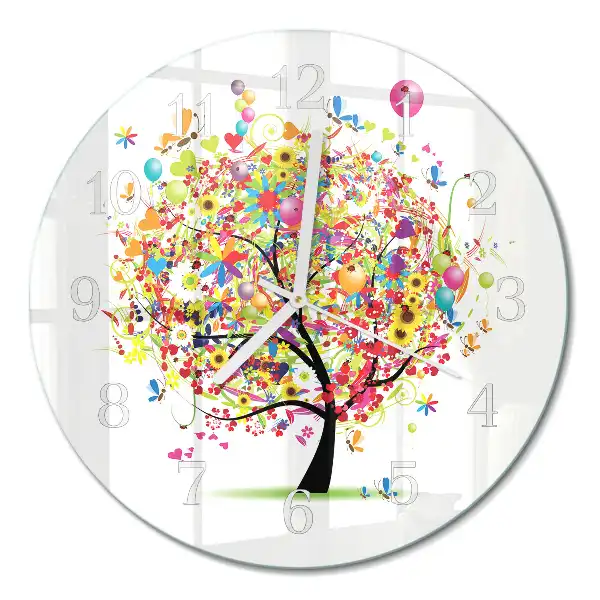 Redondo reloj redondo pared Árbol colorido