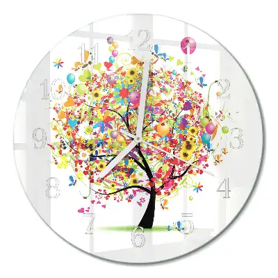 Redondo reloj redondo pared Árbol colorido