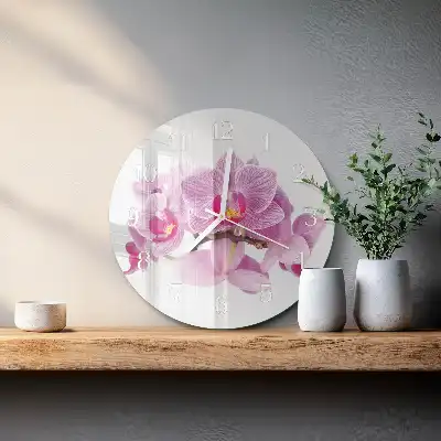 Redondo reloj de pared moderno Orquídeas